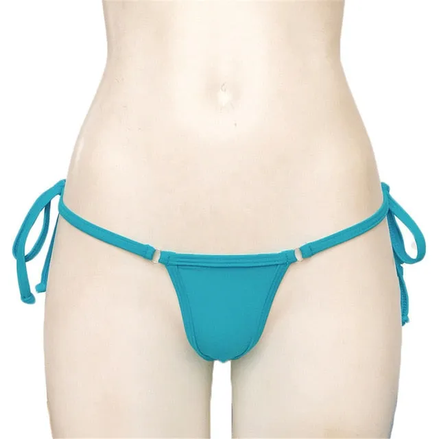 Bather Sexy brazilian bikini bottom female swimwear women string tie swim Briefs micro mini Thong Panties Underwear Tanga V100B