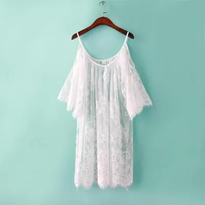 Black white off shoulder lace Nightgown Women Sexy Spaghetti Strap Patchwork Lingerie Dress Lace Sleepwear Sleepshirts Size S-XL