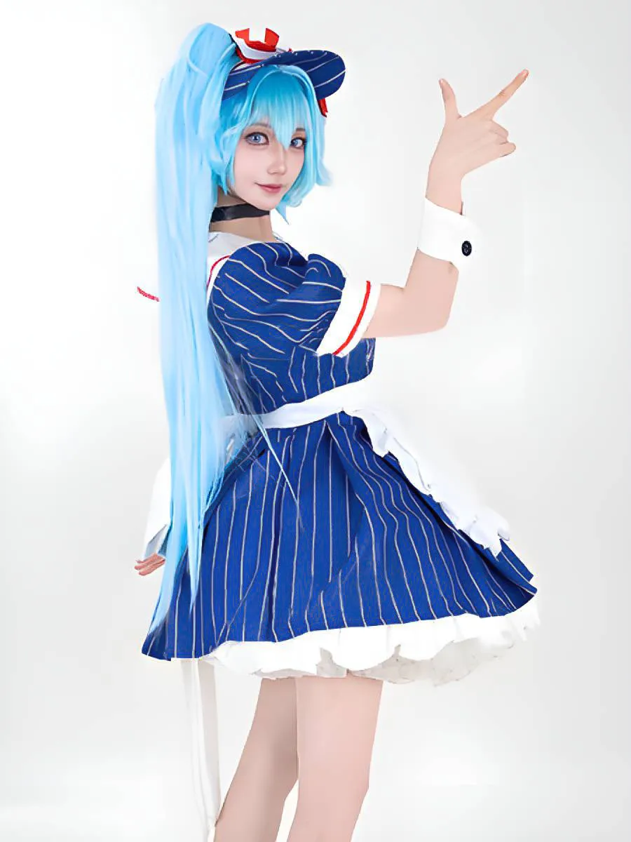 Blue Striped Maid Dress with Apron