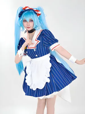 Blue Striped Maid Dress with Apron