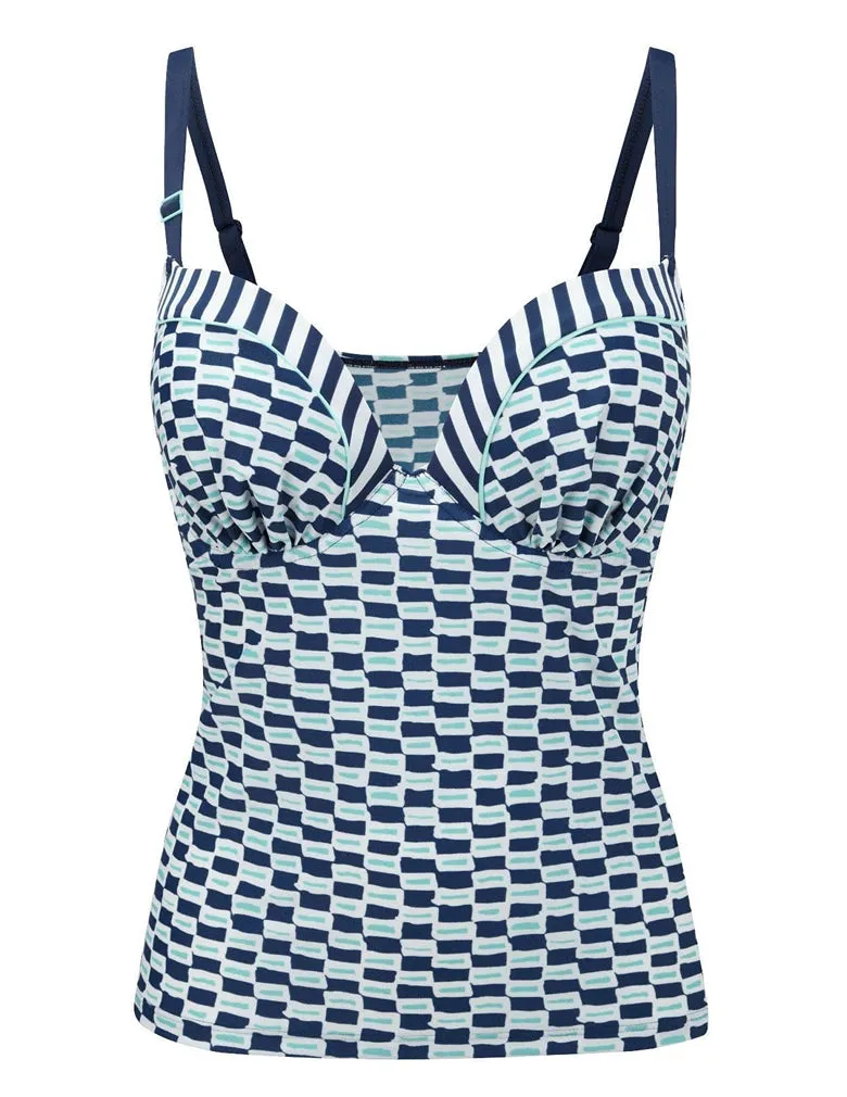Cleo Lucille Molded Plunge Tankini Swimwear CW0061 Nautical Print