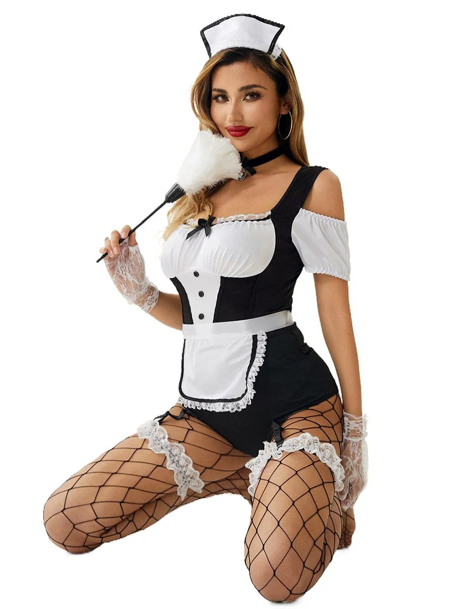 Cold Shoulder French Maid Bodysuit