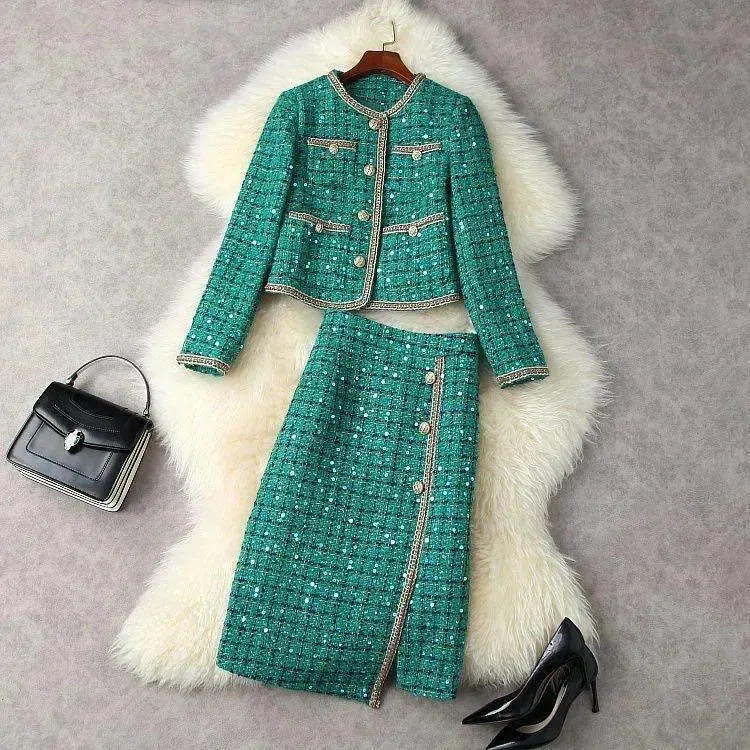 Elegant Vintage 2-Piece Suit. Tweed Suit Women