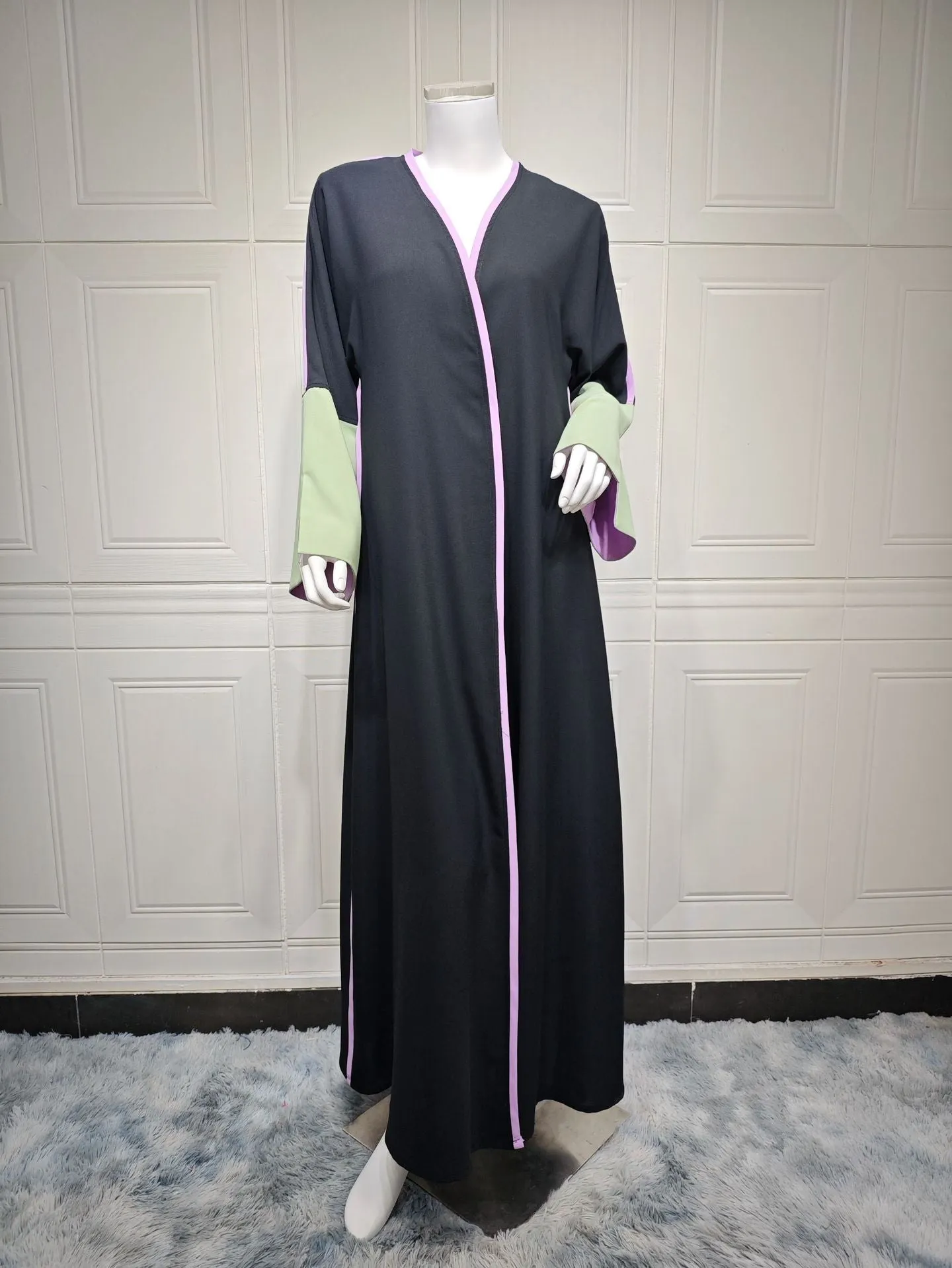 Fashion Middle East Stitching Large Sleeves Cardigan Dubai Elegant Dress