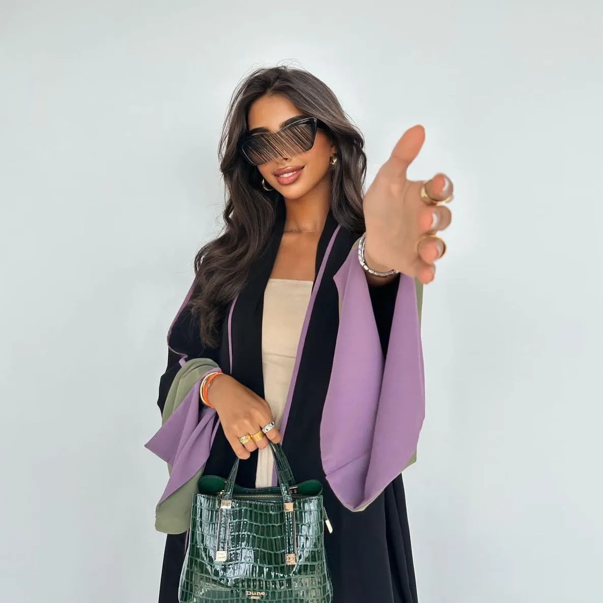 Fashion Middle East Stitching Large Sleeves Cardigan Dubai Elegant Dress