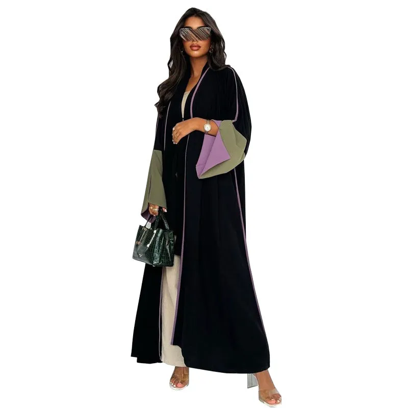Fashion Middle East Stitching Large Sleeves Cardigan Dubai Elegant Dress