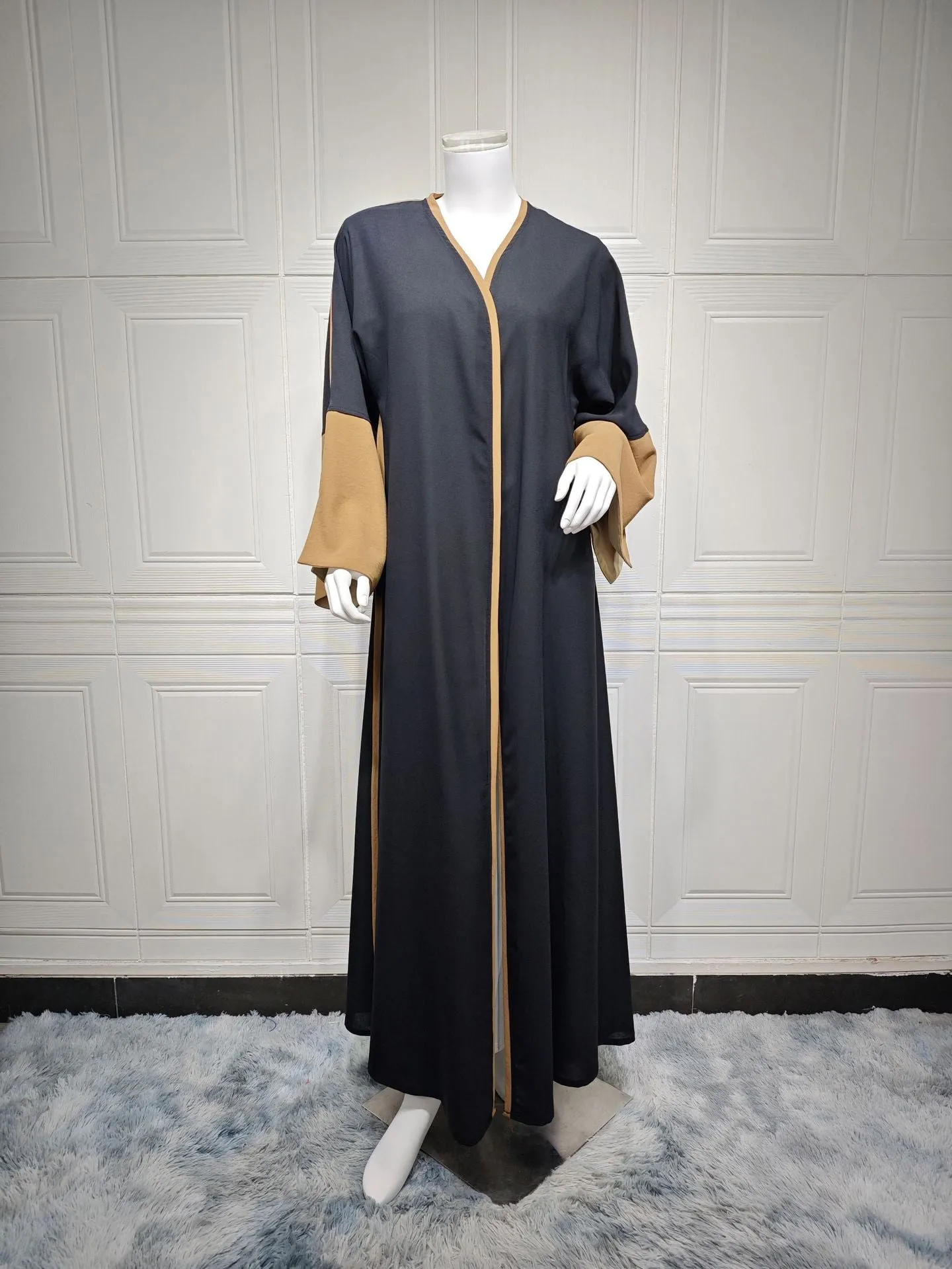 Fashion Middle East Stitching Large Sleeves Cardigan Dubai Elegant Dress