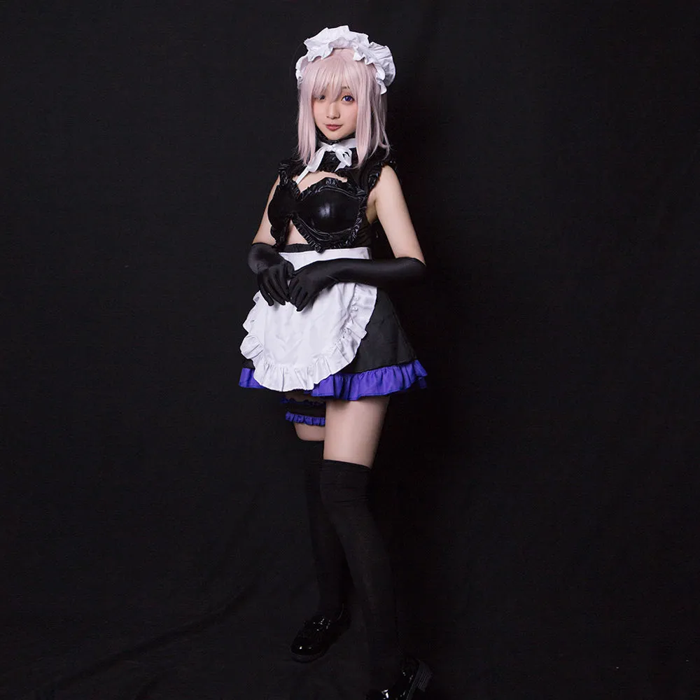 Fate Grand Order Mash Kyrielight Costume Anime FGO Matthew Maid Cosplay Outfits Latex Maid Dress with Full Set Accessories