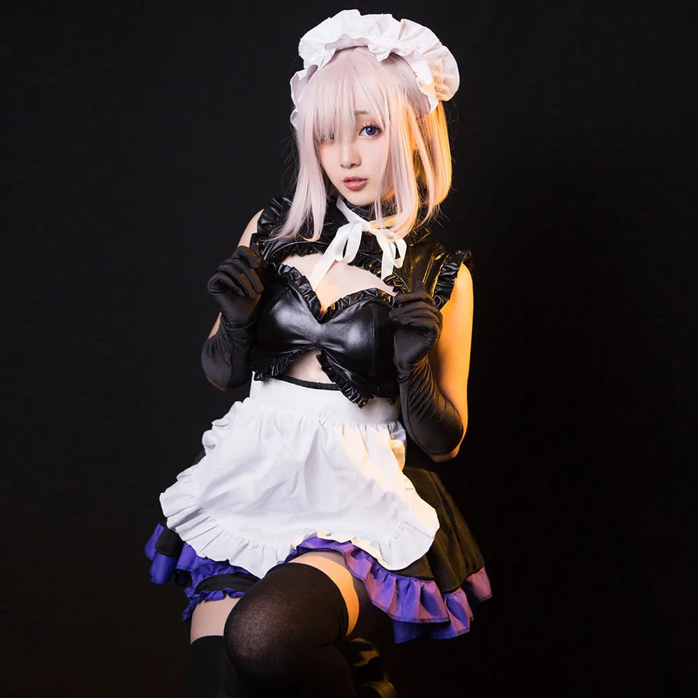 Fate Grand Order Mash Kyrielight Costume Anime FGO Matthew Maid Cosplay Outfits Latex Maid Dress with Full Set Accessories