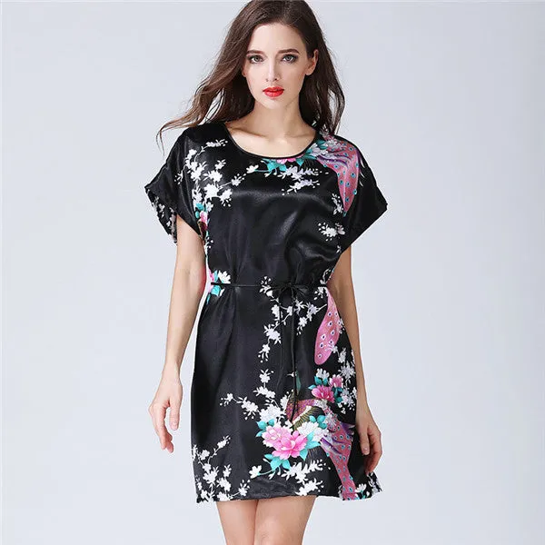 FZSLCYIYI Nightgowns & Sleepshirts Silk Sleepwear Women Night Dress Satin Sexy Lace Lingerie Nightshirts Sleep Lounge