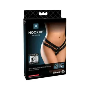 Hookup Crotchless Secret Gem Black Fits Size S-l