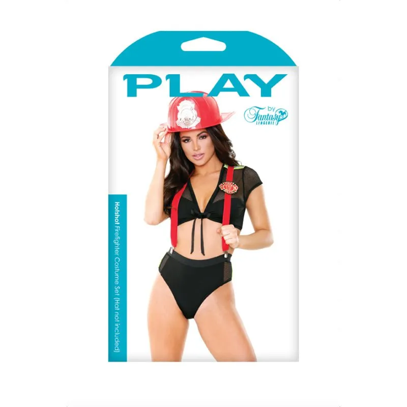 Hotshot Firefighter Costumer Set; Suspenders. Tie Top. and Panty