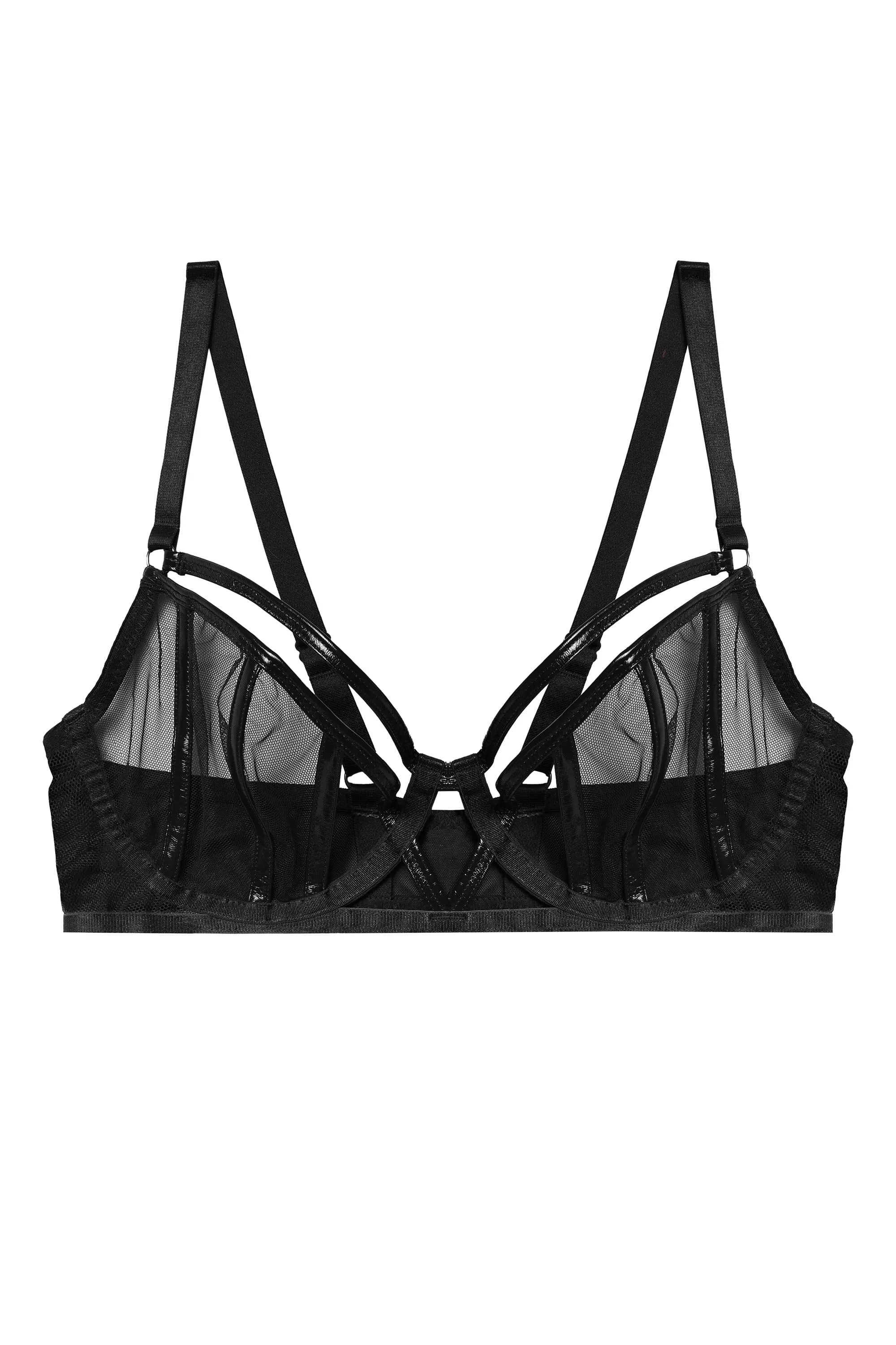 Hustler Kelly Black PVC Panelled Bra