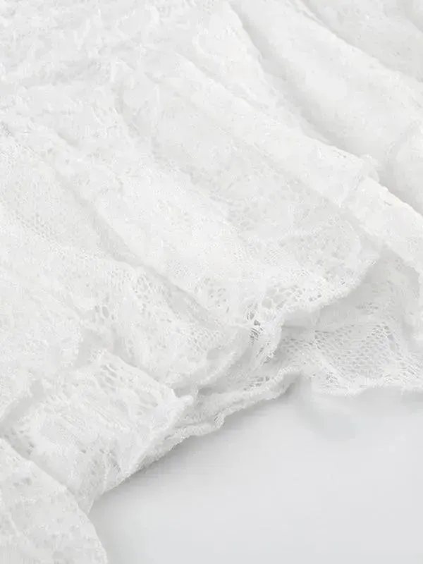 Lace Irregular Ruffled Mini Shirt