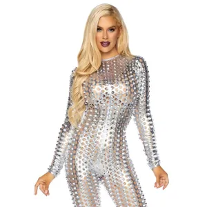 Laser-Cut Metallic Catsuit Silver Large Hanging Poly Bag