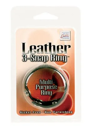 Leather Black 3-Snap Ring