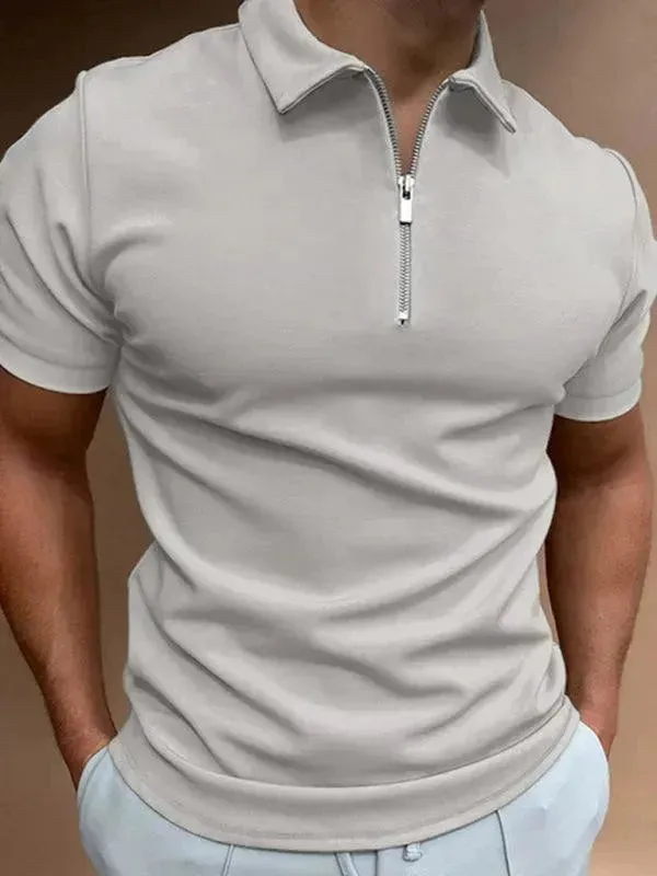 Men's Solid Color Short Sleeve Polo Shirt