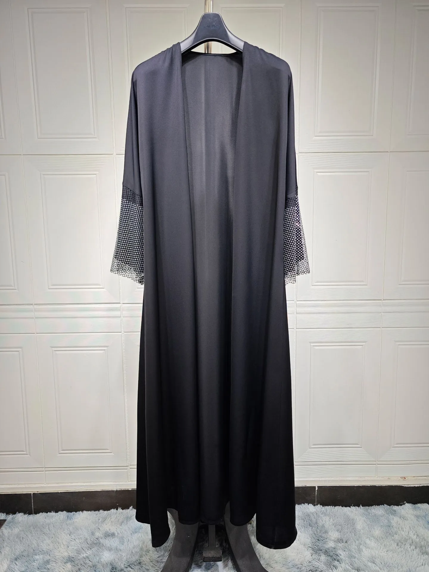 MQ085 Cardigan Abaya Muslim Cross-border Stretch Diamond Mesh Robe