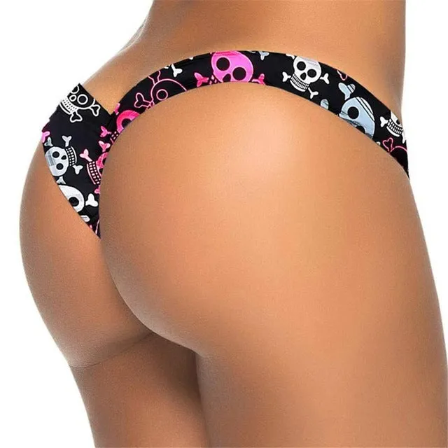 New Floral V shape sexy women brazilian tanga brasil thong female swimwear micro mini bikini bottom brief Panties Underwear Y87B