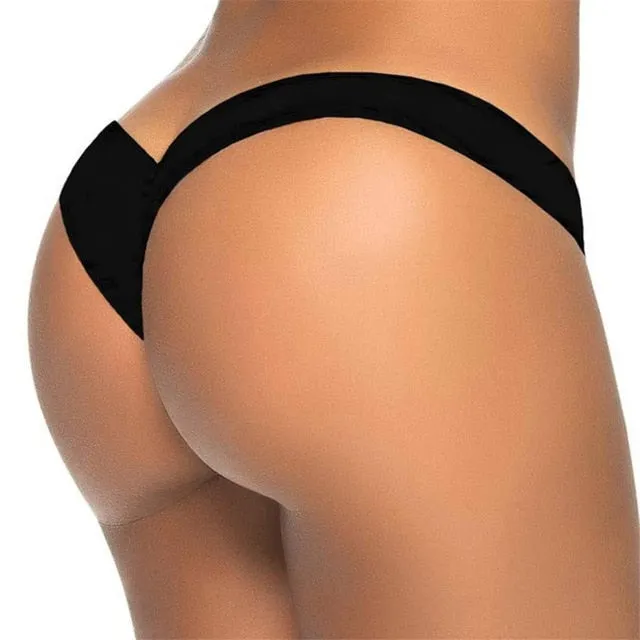 New Floral V shape sexy women brazilian tanga brasil thong female swimwear micro mini bikini bottom brief Panties Underwear Y87B