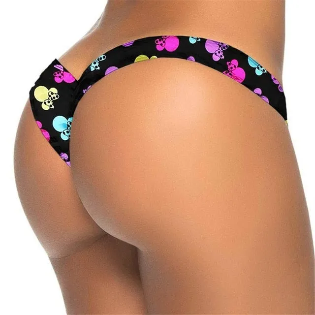 New Floral V shape sexy women brazilian tanga brasil thong female swimwear micro mini bikini bottom brief Panties Underwear Y87B