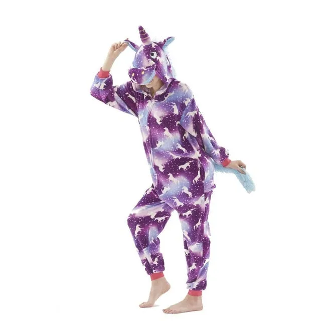 Pajamas For Women Unicorn Stitch Kigurumi Flannel Cute Animal Pajamas Sets Winter Sleepwear unicornio Nightie Pyjamas Home wear