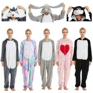 Pajamas For Women Unicorn Stitch Kigurumi Flannel Cute Animal Pajamas Sets Winter Sleepwear unicornio Nightie Pyjamas Home wear