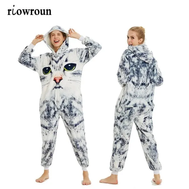 Pajamas For Women Unicorn Stitch Kigurumi Flannel Cute Animal Pajamas Sets Winter Sleepwear unicornio Nightie Pyjamas Home wear