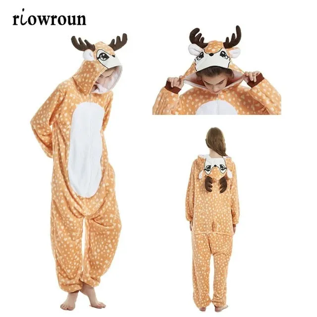 Pajamas For Women Unicorn Stitch Kigurumi Flannel Cute Animal Pajamas Sets Winter Sleepwear unicornio Nightie Pyjamas Home wear