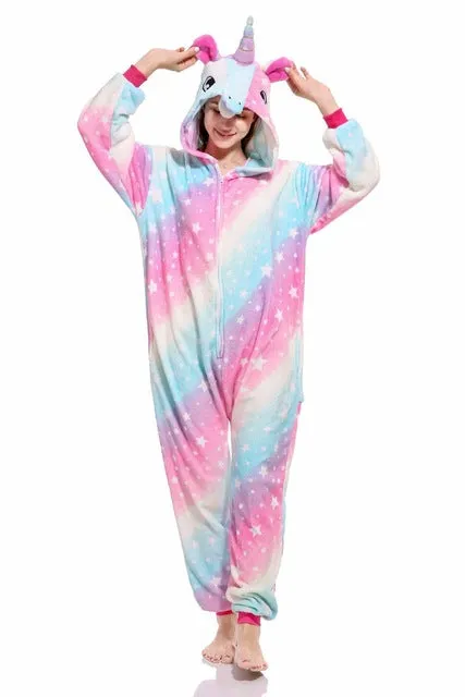 Pajamas For Women Unicorn Stitch Kigurumi Flannel Cute Animal Pajamas Sets Winter Sleepwear unicornio Nightie Pyjamas Home wear