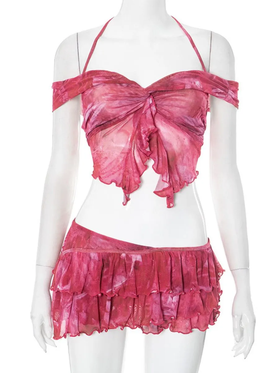 Pink Two-Piece Skirt Set