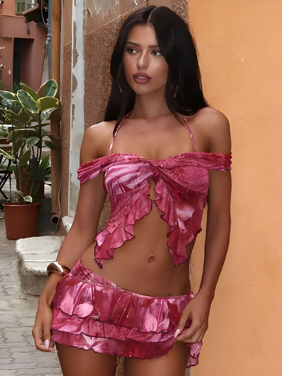 Pink Two-Piece Skirt Set