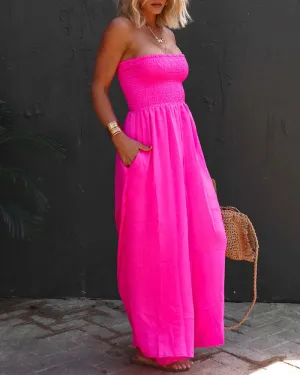Pleated Tube Top Jumpsuit