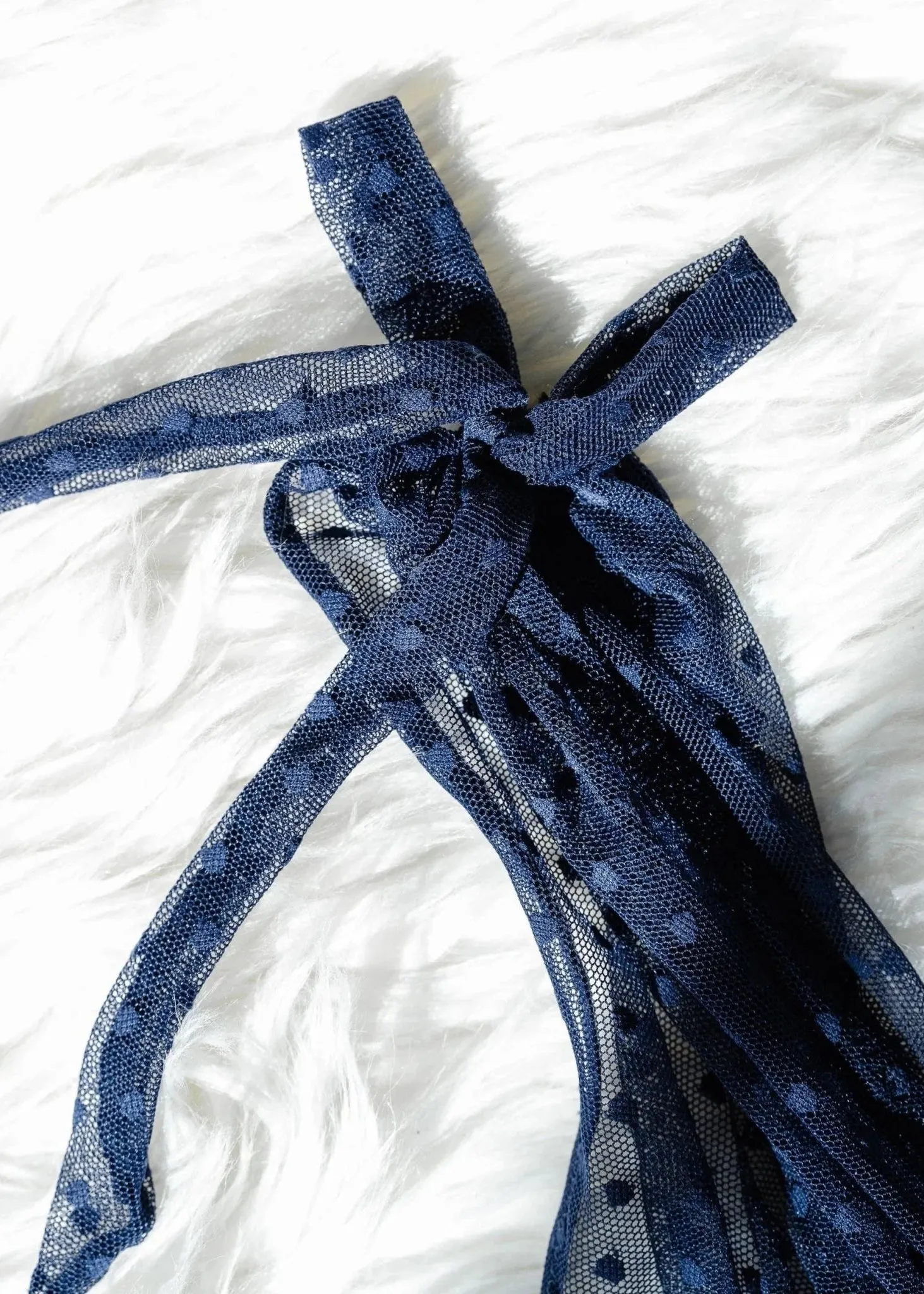 Polka Dot Mesh Babydoll - Navy