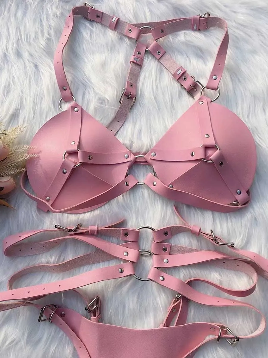 PU Leather Bra and Panty Set
