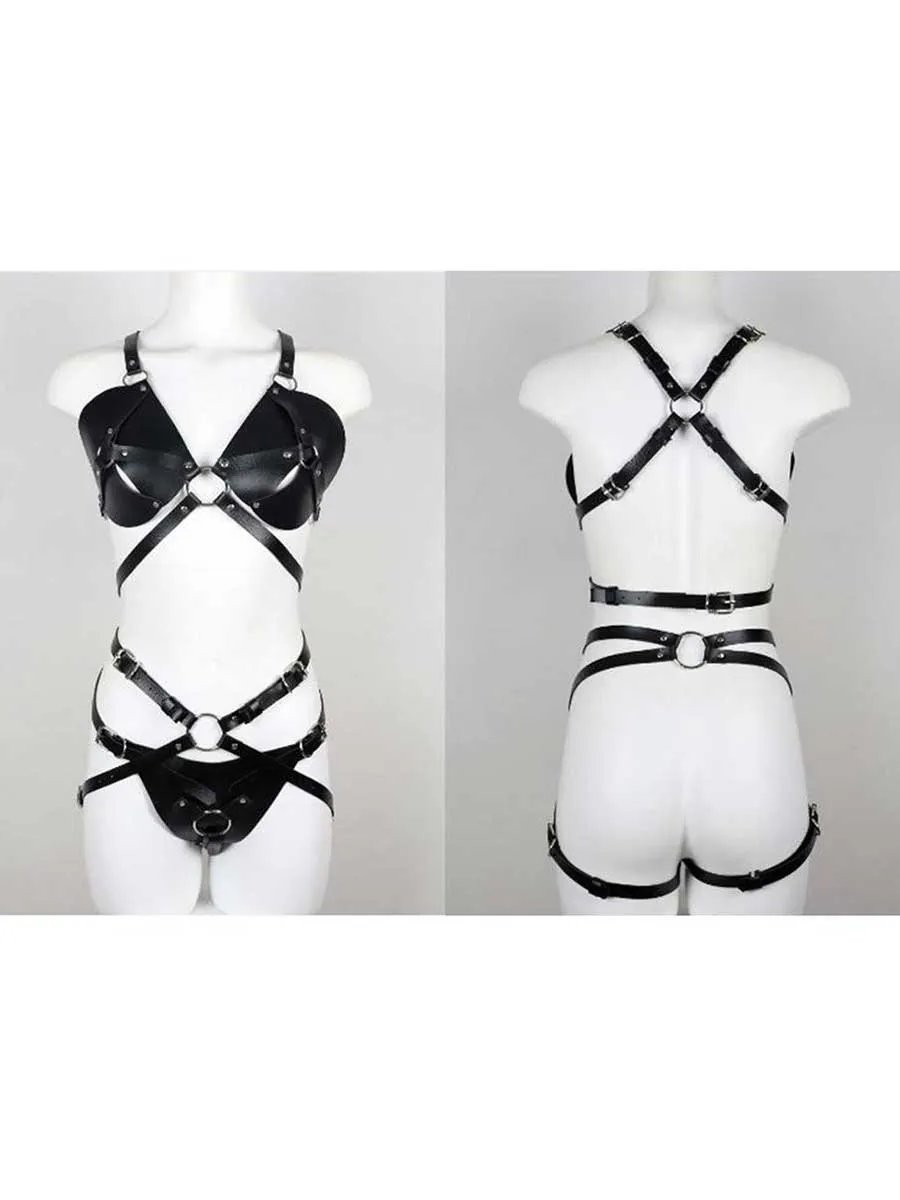 PU Leather Bra and Panty Set