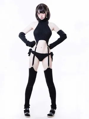 Rib Knit Cosplay Lingerie Set