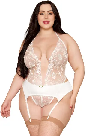 Rose Embroidery Teddy & Garterbelt