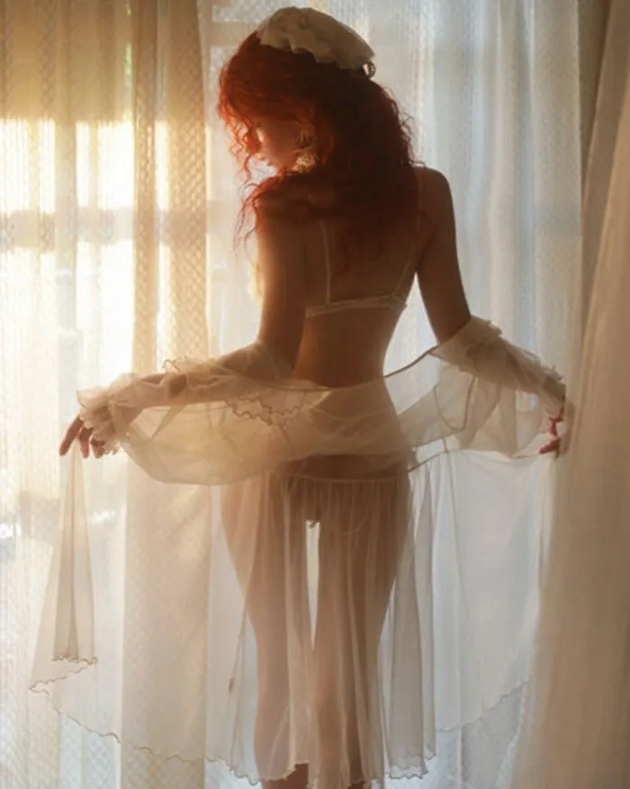 Sexy Heart Lace Ruffles Lingerie Nightwear