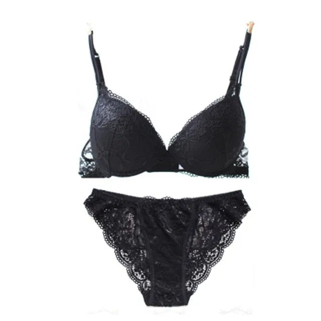 Sexy Lace Bra Set Women Underwear Set Push Up Bra Set Sexy Lcae Briefs Lingerie 3/4 Cup 70B 75B 80B Hot