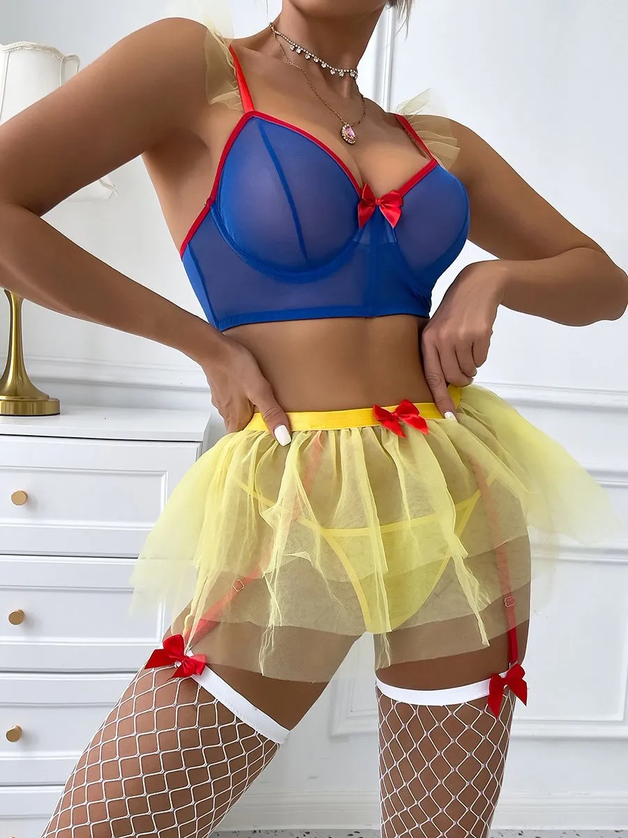 Sheer Mesh Princess Bra and Panty Set