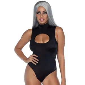 Spandex Keyhole Bodysuit Black Medium Hanging Poly Bag