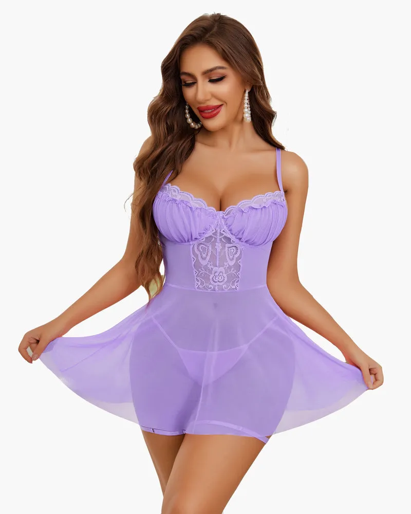 Strap Mesh V Neck Nightdress