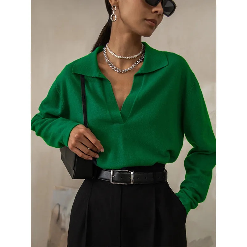 Temperament And Elegant Long-sleeved Retro Loose Warm Bottoming Shirt