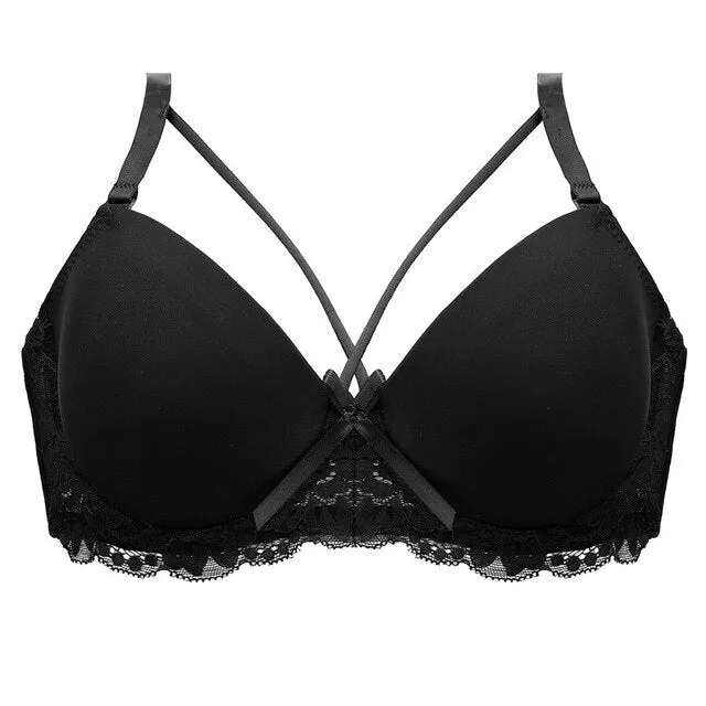 Women Super Push Up Bra Seamless Underwire Bra Gather Adjustable Lace Bralette Wing Breast Lady Underwear B C Cup Plus Size Bra