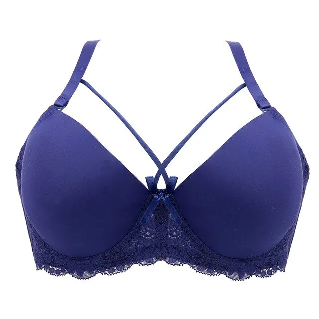 Women Super Push Up Bra Seamless Underwire Bra Gather Adjustable Lace Bralette Wing Breast Lady Underwear B C Cup Plus Size Bra