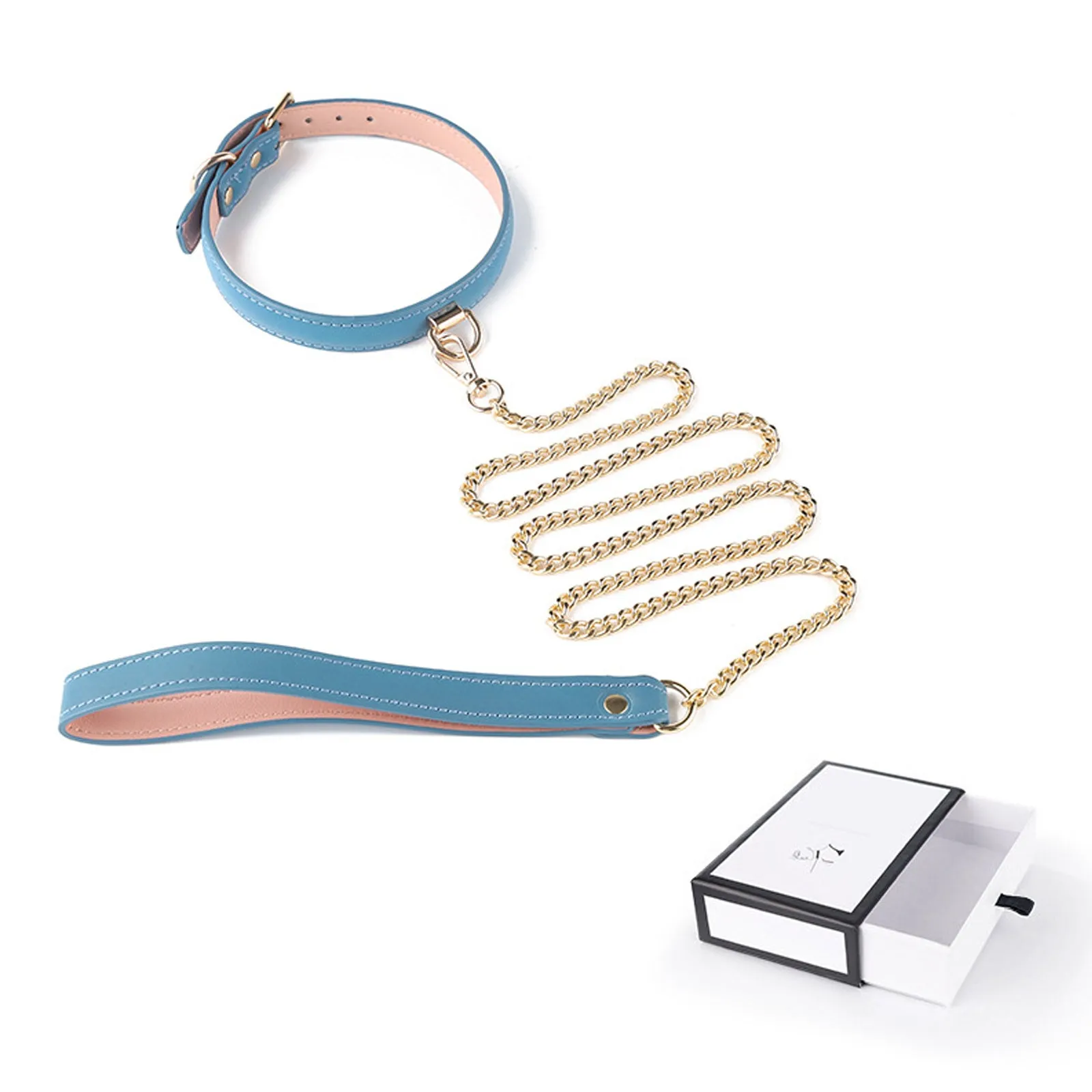 Yomorio Chain Choker Leash Reflective Leather Gothic Necklace Nightclub Leash Belts Neck Accessories