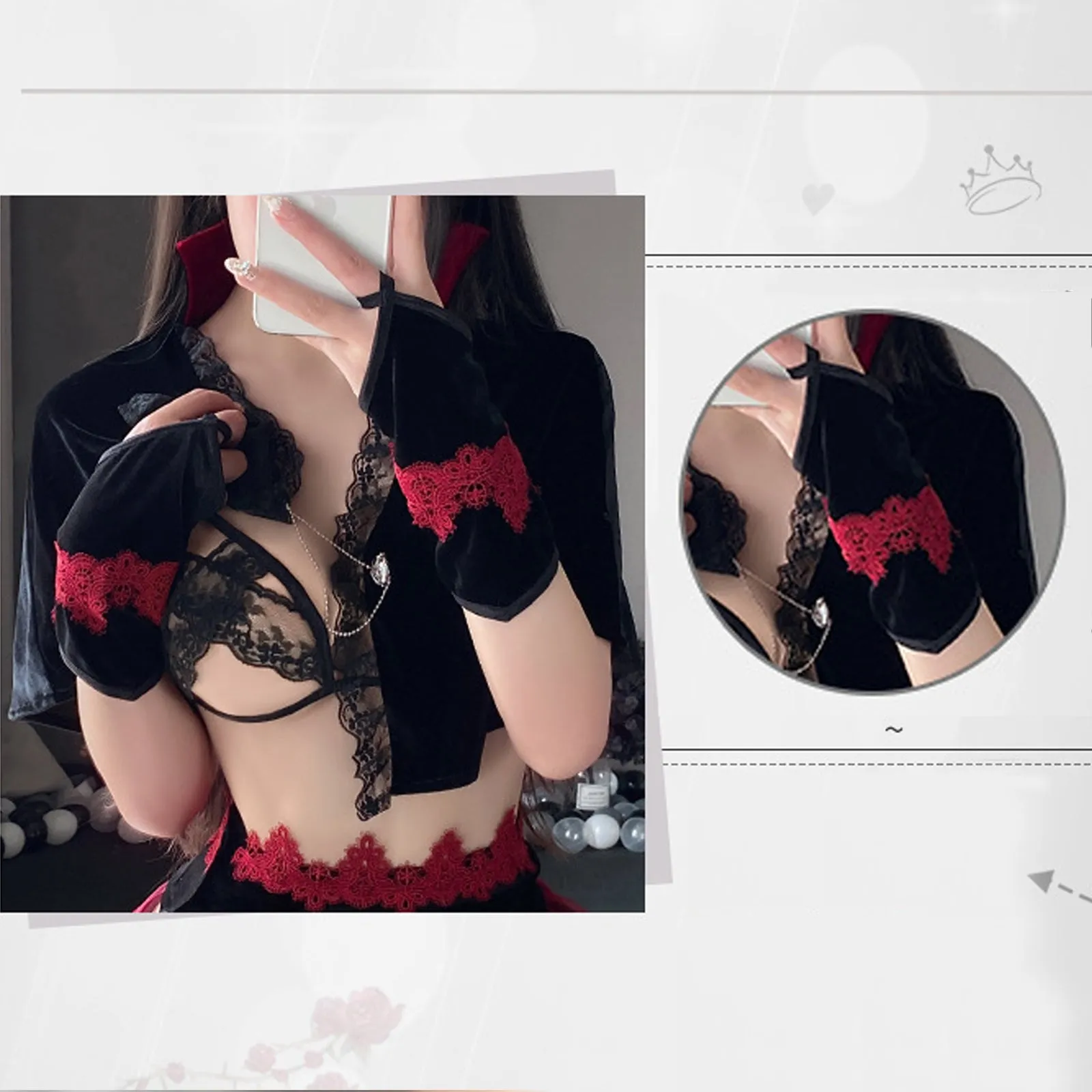 Yomorio Sexy Devil Costume Anime Demon Cospay Outfit Succubus Cosplay Lingerie Set